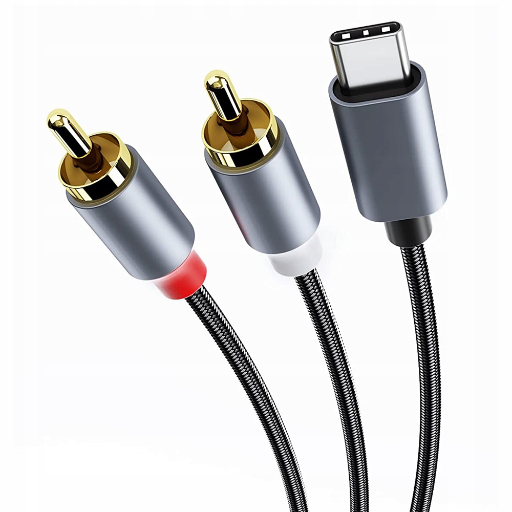 KABEL USB-C TYP C do 2x RCA CINCH STEREO HQ Długość kabla 1 m
