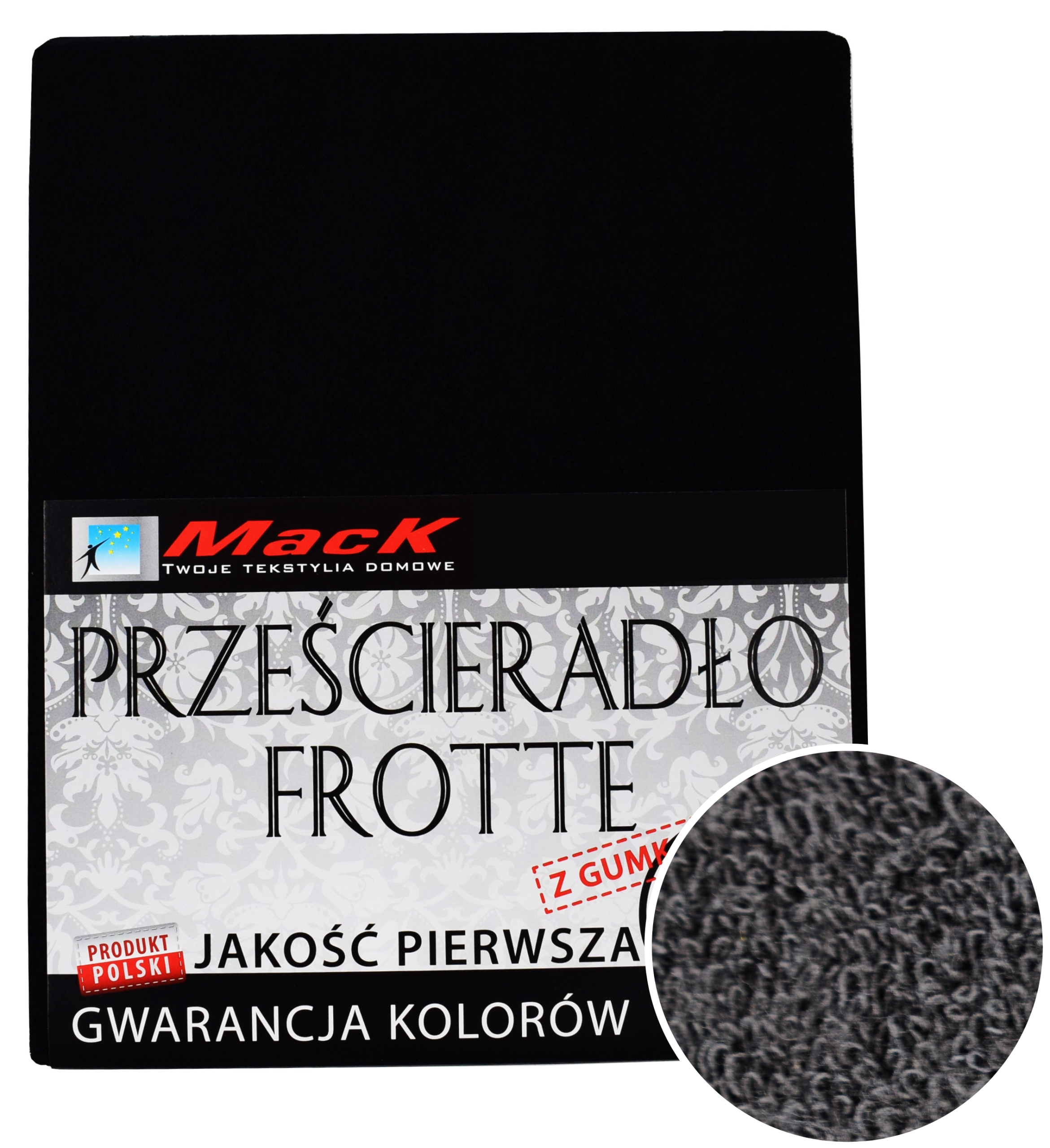 

Prześcieradło Frotte Z Gumką 180X200 czarny