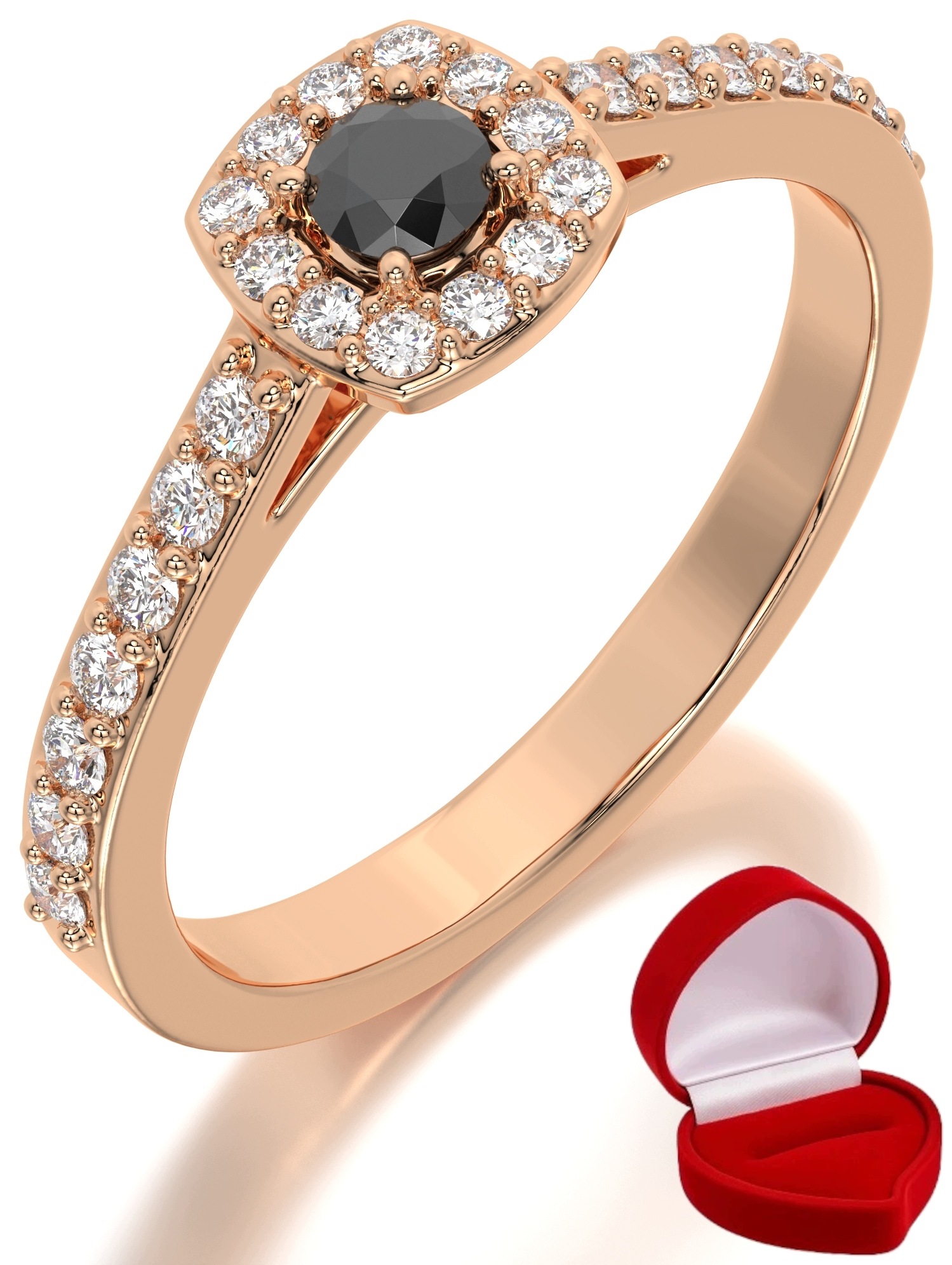 Zlatý Prstýnek 585 14k Brylant Č. 0,09 ct Růžové Zlato R6