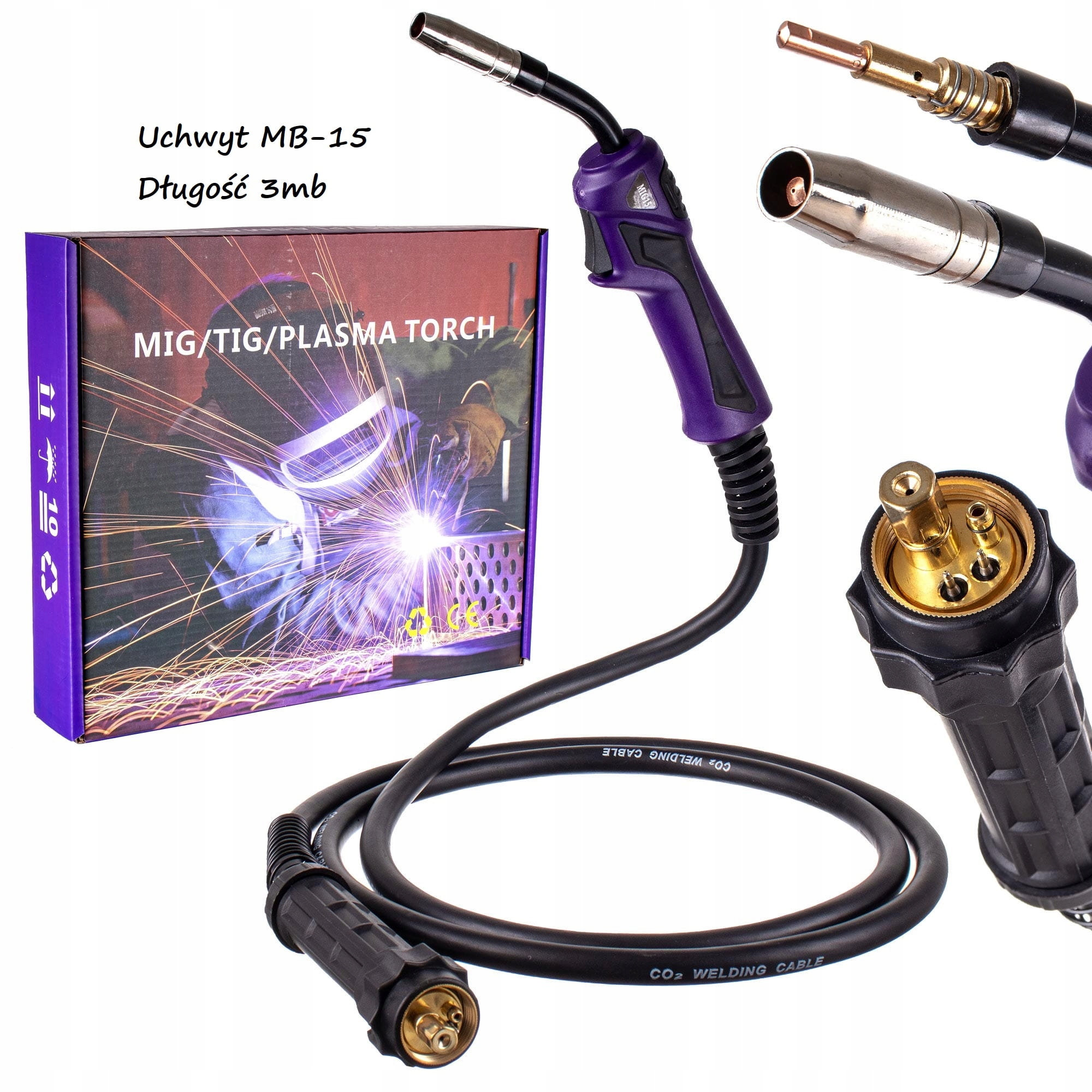 Uchwyt spawalniczy MB15 3m Mig Mag Euro przegub 160A