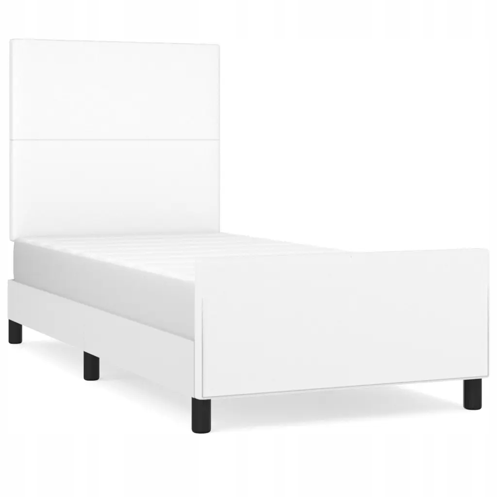 Rám postele s opěrkou hlavy, bílý, 203 x 93 x 118/128 cm