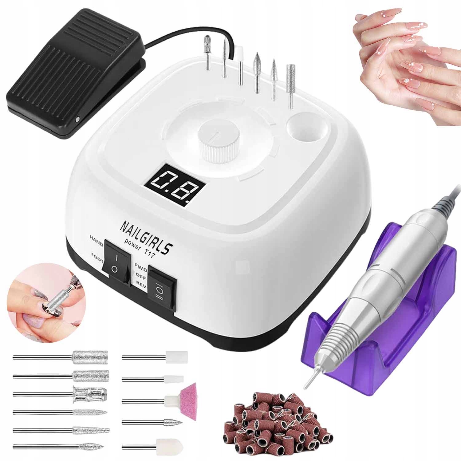 Bruska Na Nehty 11V1+ Frézy na manikúru a pedikúru Profesionální Silná