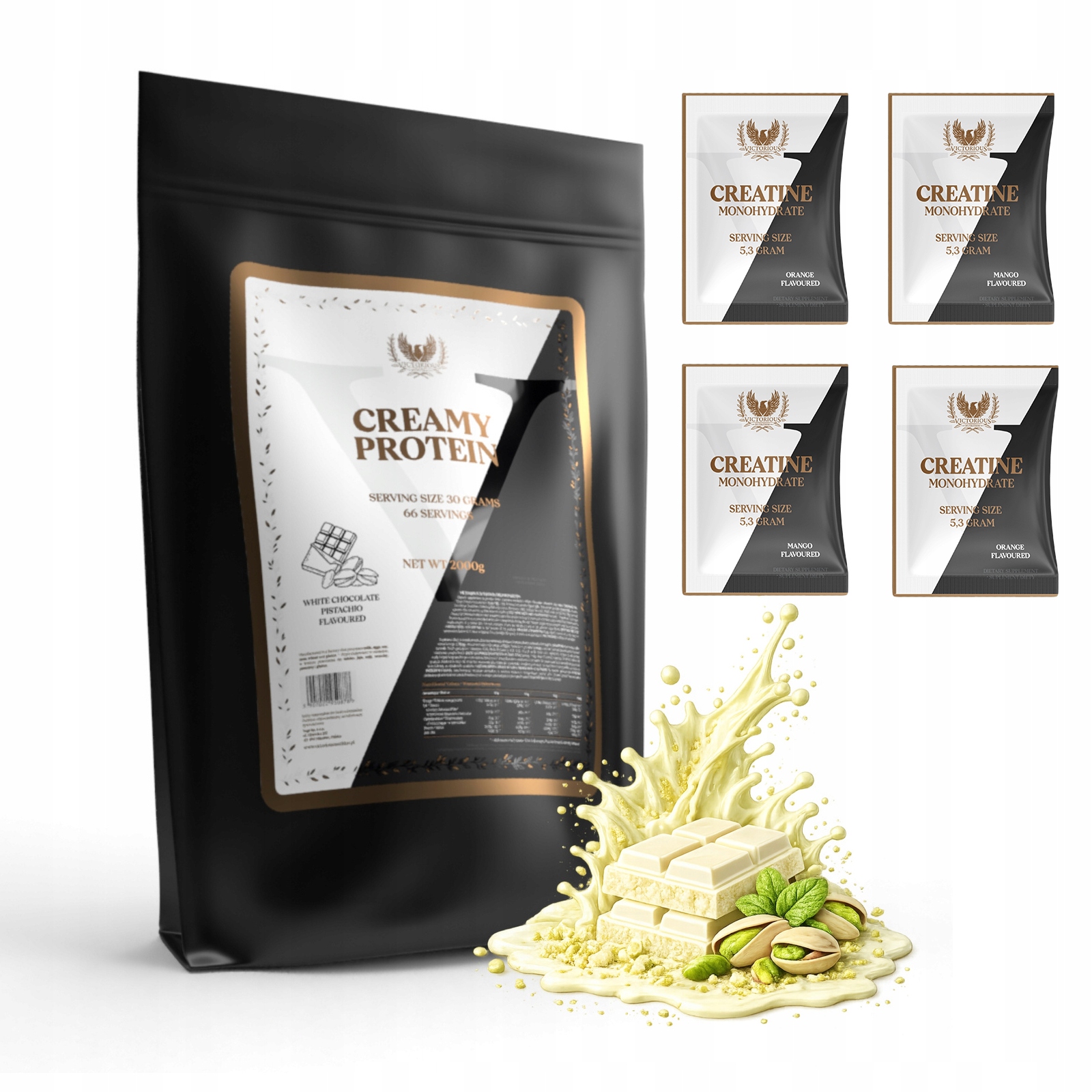 Victorious Creamy Whey Complex Bílá čokoláda – pistácie Wpc Protein 2000 g