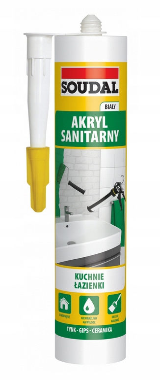 SOUDAL AKRYL SANITARNY USZCZELNIACZ BIAŁY 280 ML