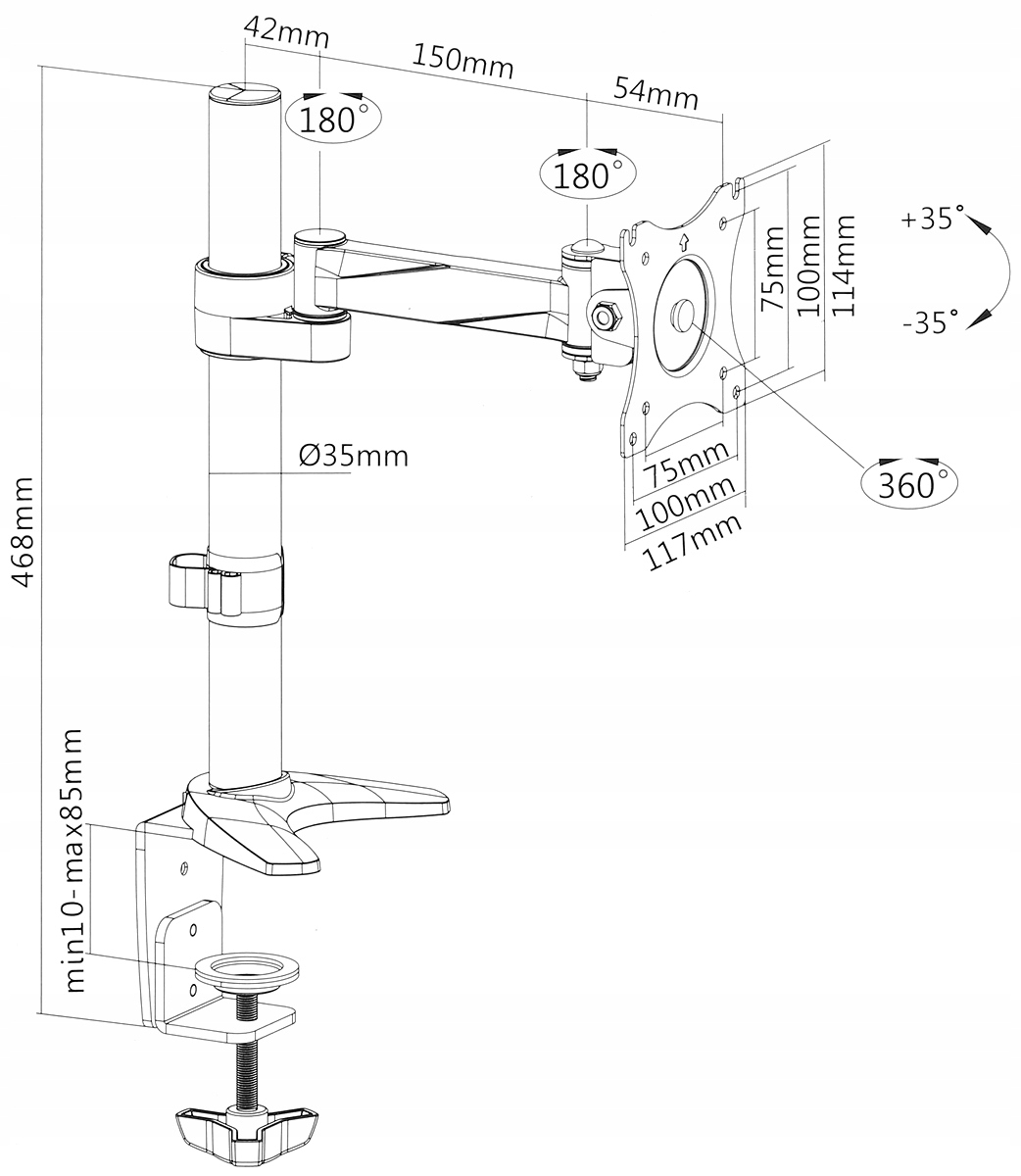 UCHWYT BIURKOWY MONITORA TELEWIZORA 13" - 27 Marka Inna