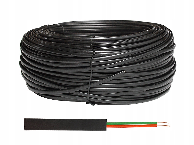

Kabel telefoniczny płaski 2c, czarny. 100m