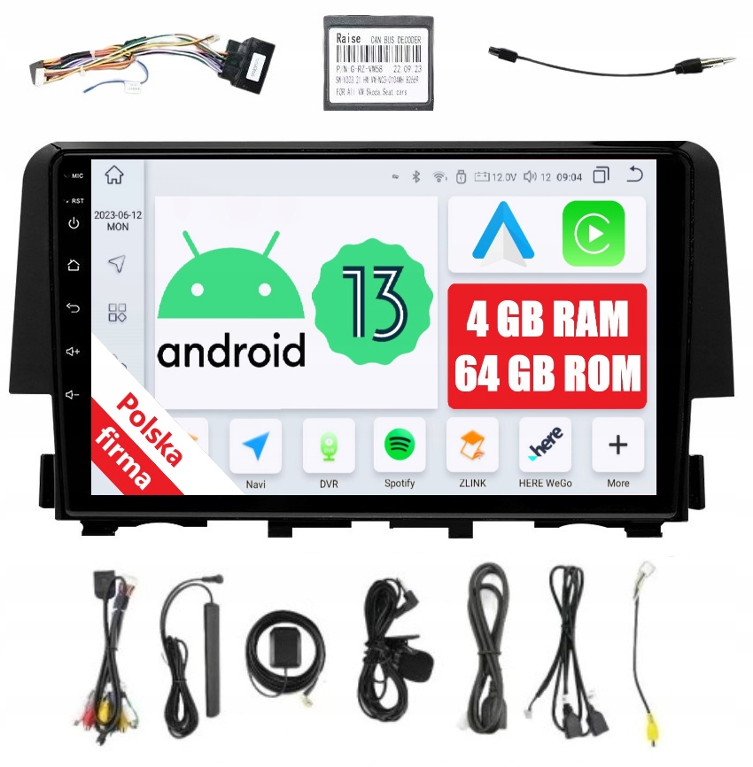 Rádio 2DIN Navigace Android Honda CIVIC 10 X 4/64 Gb Dsp Carplay Lte