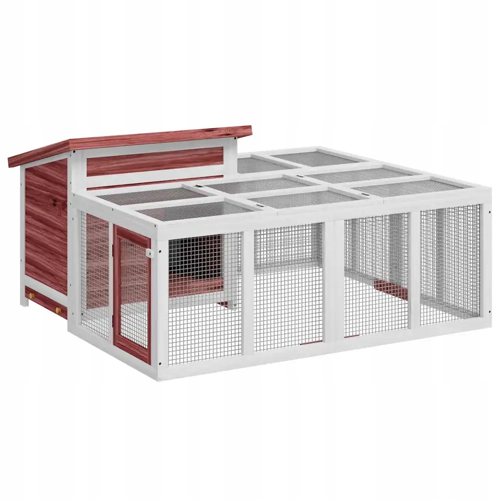 Levně Králíkárna moka 144 x 123 x 67,5 cm masivní borové dřevo