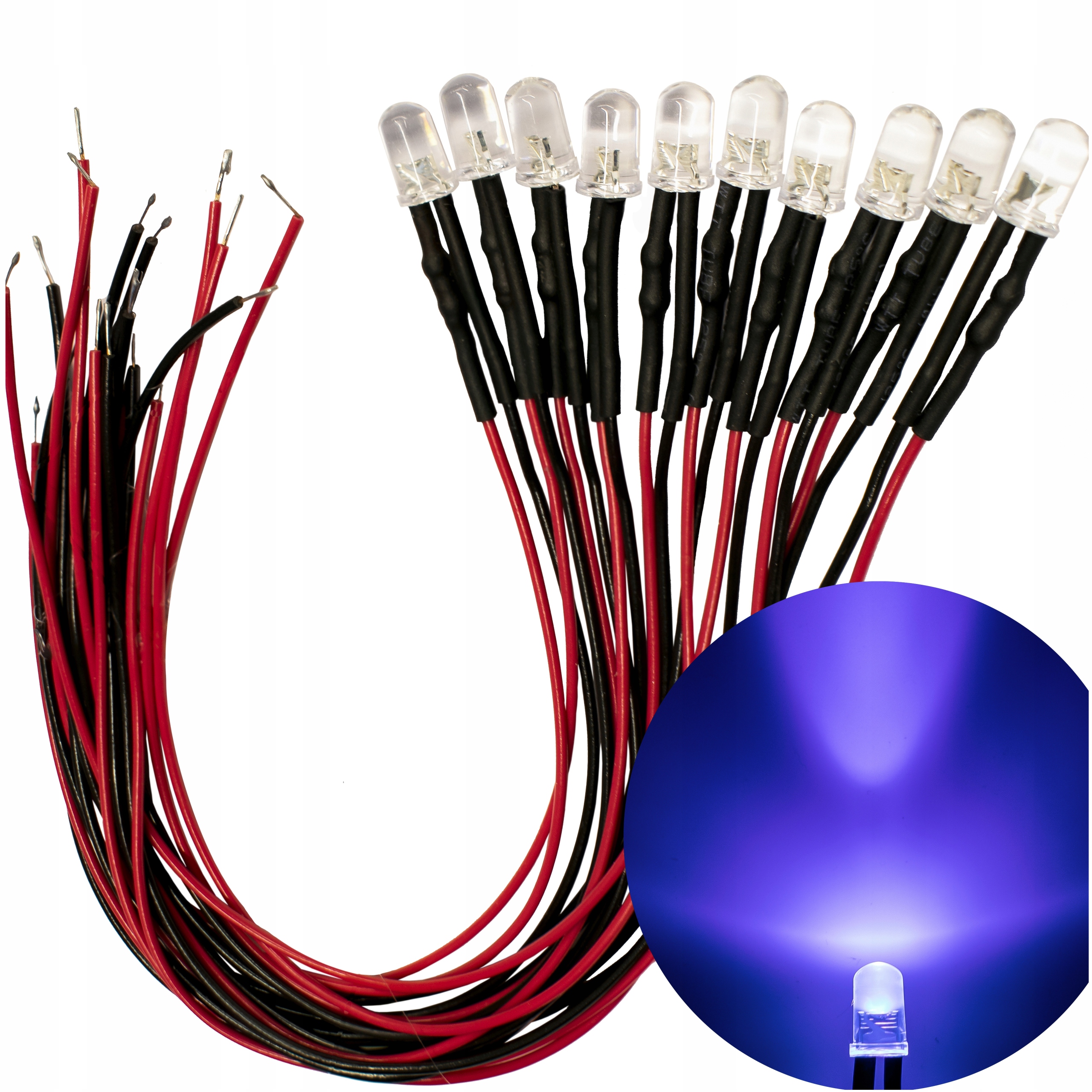 

Diody Led 12V 5mm Uv przewód 20cm 10szt
