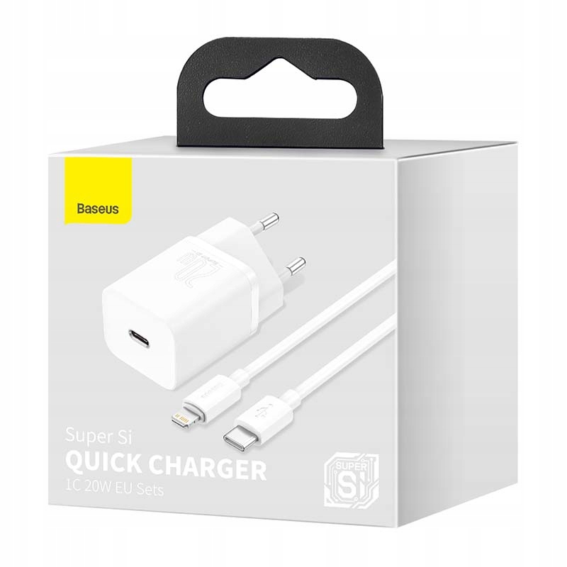 BASEUS ŁADOWARKA SIECIOWA ZASILACZ KOSTKA 20W Z KABLEM USB-C LIGHTNING 1M Złącza USB typ C Apple Lightning