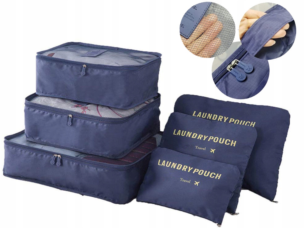 ORGANIZERY PODRÓŻNE DO WALIZKI SIATKI NA PRANIE x6 Głębokość produktu 38 cm