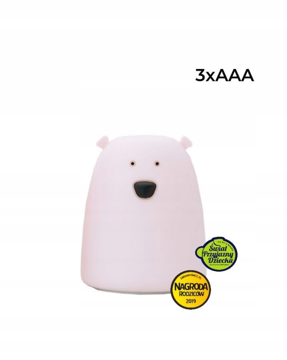 Lampka SILIKONOWA MIŚ mały Rabbit&Friends Róż Płeć chłopcy dziewczynki