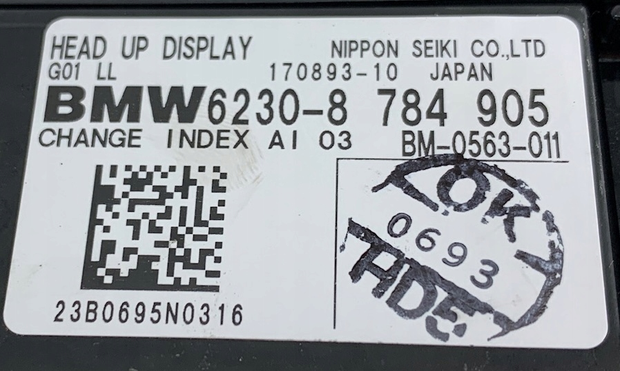 display HEAD UP BMW X3 G01 8784905