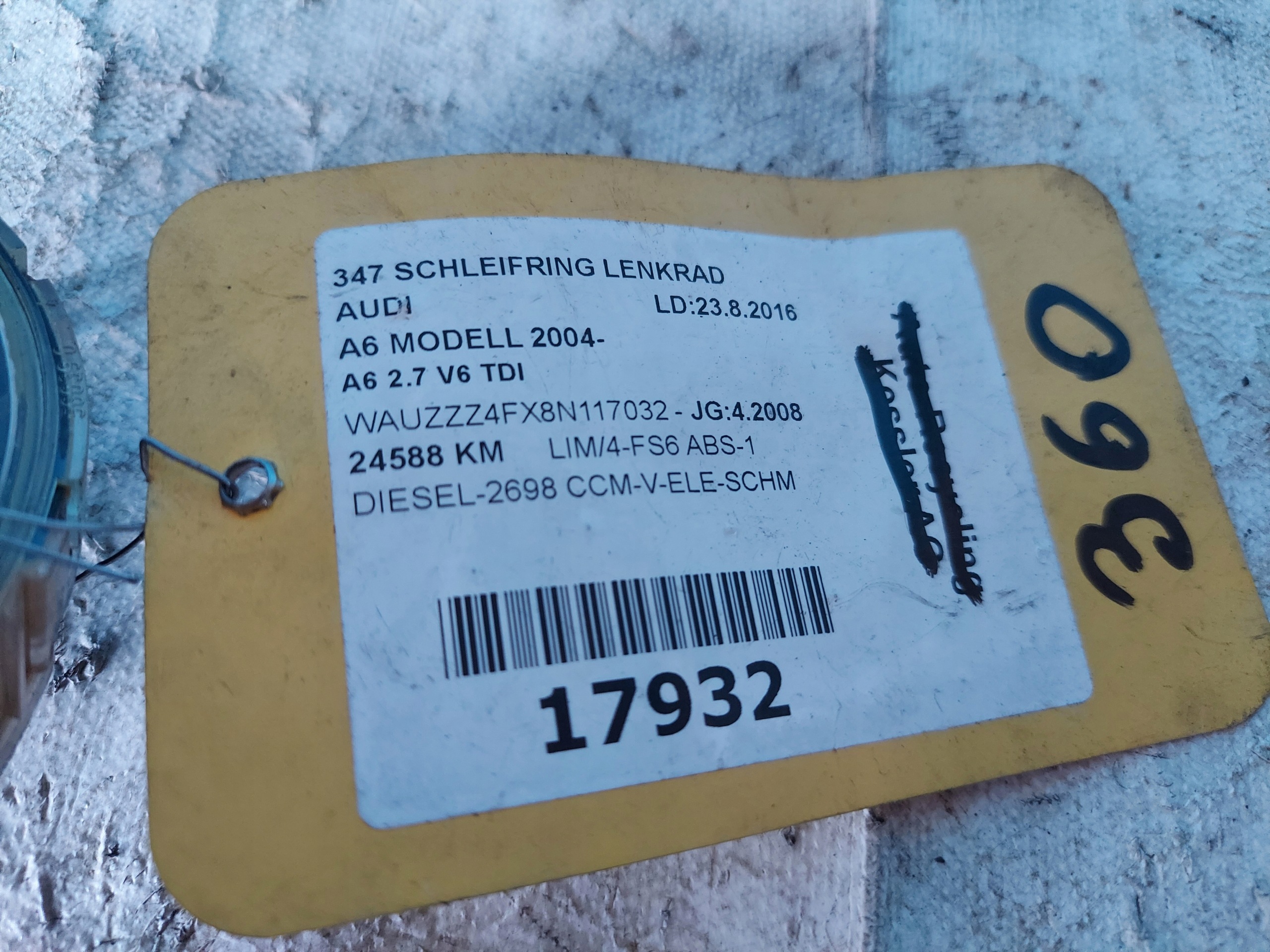 ring airbag A6 C6 4E0953541A