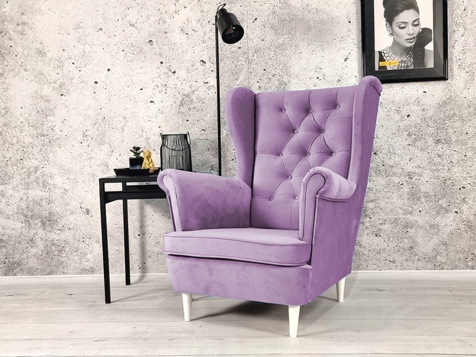 FOTEL USZAK STYL SKANDY GŁĘBOKI PIK PLAMOODPORNY Wysokość mebla 104 cm