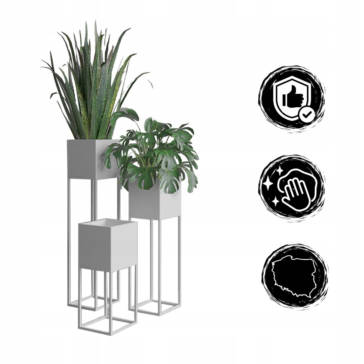 DONICZKA Osłonka Na Donice Metalowa Srebrna Loft Nowoczesny Styl S 47cm EAN (GTIN) 5904139472729