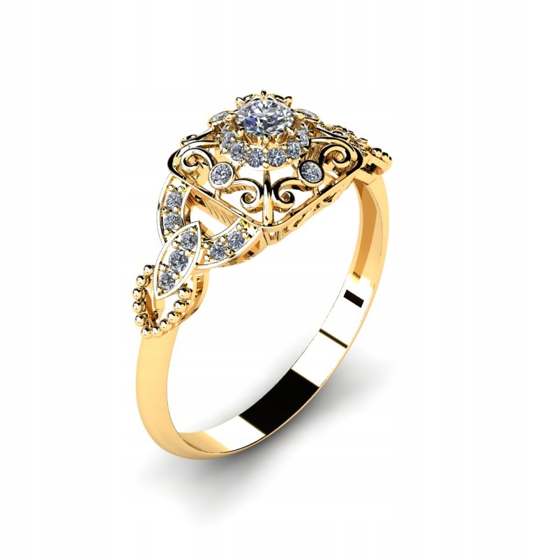 

Pierścionek Złoty Królewski Styl Cyrkonia 3MM 14KR