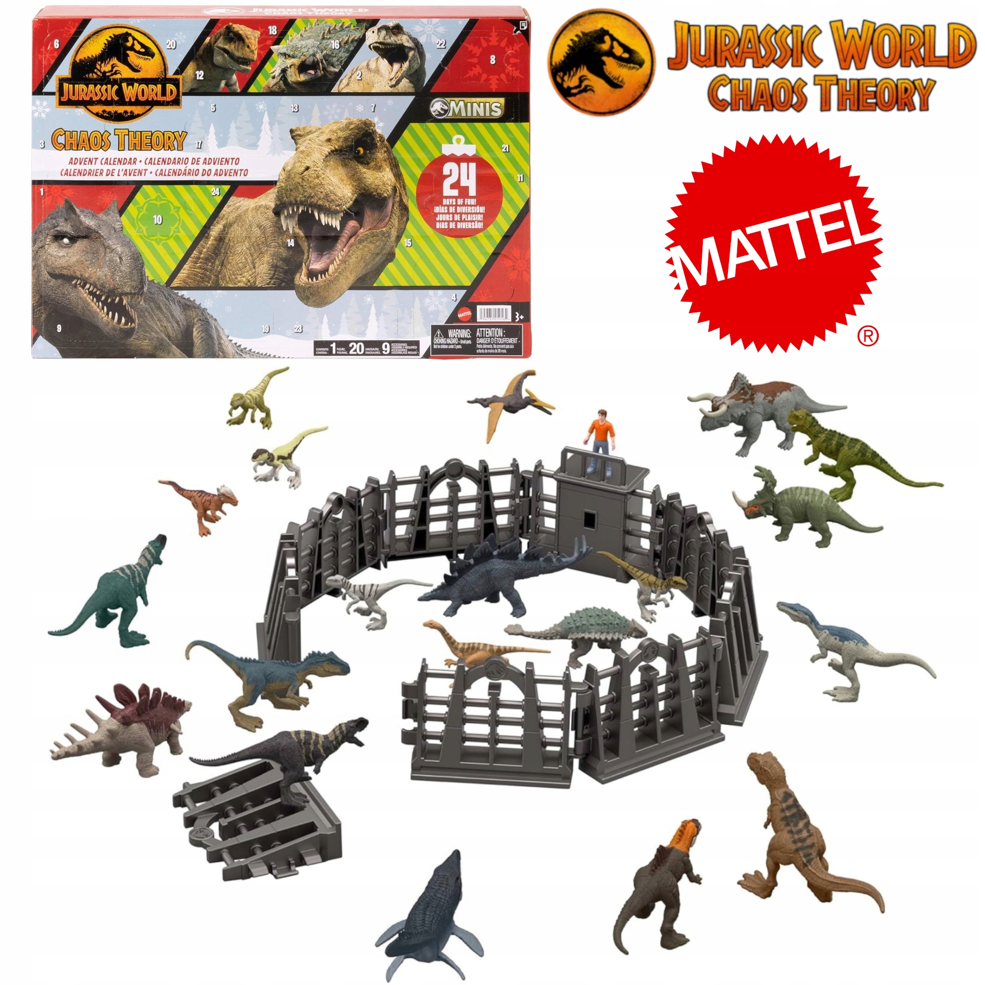 Адвент-календарь Jurassic World Chaos Theory 2024 JBG37, 20 мини-динозавров, от 3 лет — фото 2