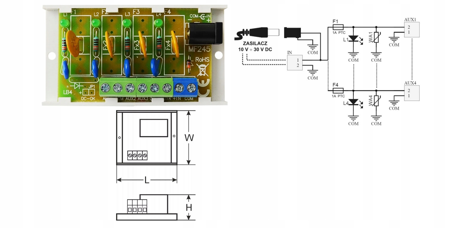 MODUŁ DYSTRYBUCJI NAPIĘĆ PULSAR AWZ575 Waga produktu z opakowaniem jednostkowym 0.03 kg