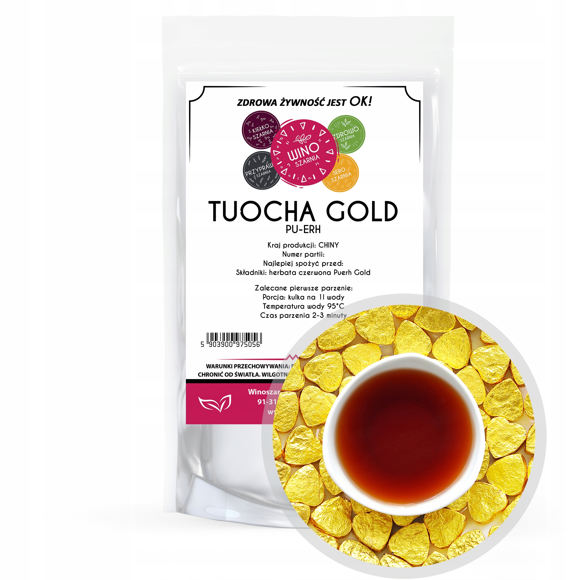 Winoszarnia Čaj Červený Pu Erh Tuocha Gold 50g