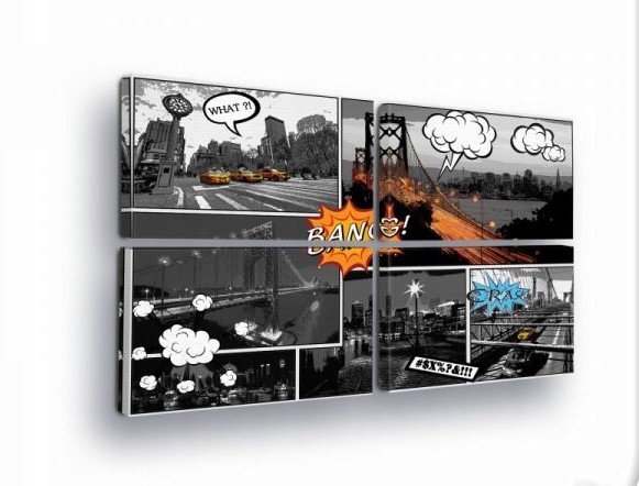 Obraz 120x80 Modulárny polyptych bez rámu Mesto New York Pop-art Komiks