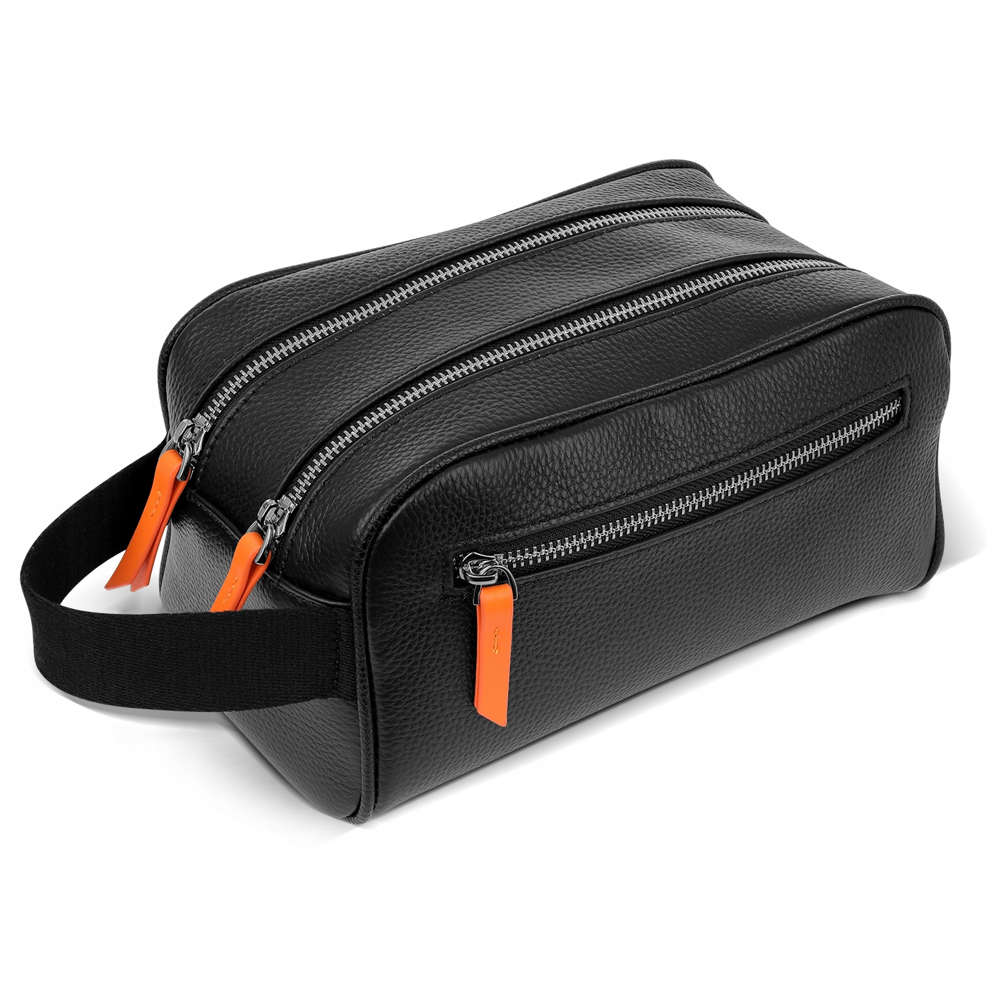 Černá dvoukomorová pánská kosmetická taška 100% kůže Pako Lorente One Size