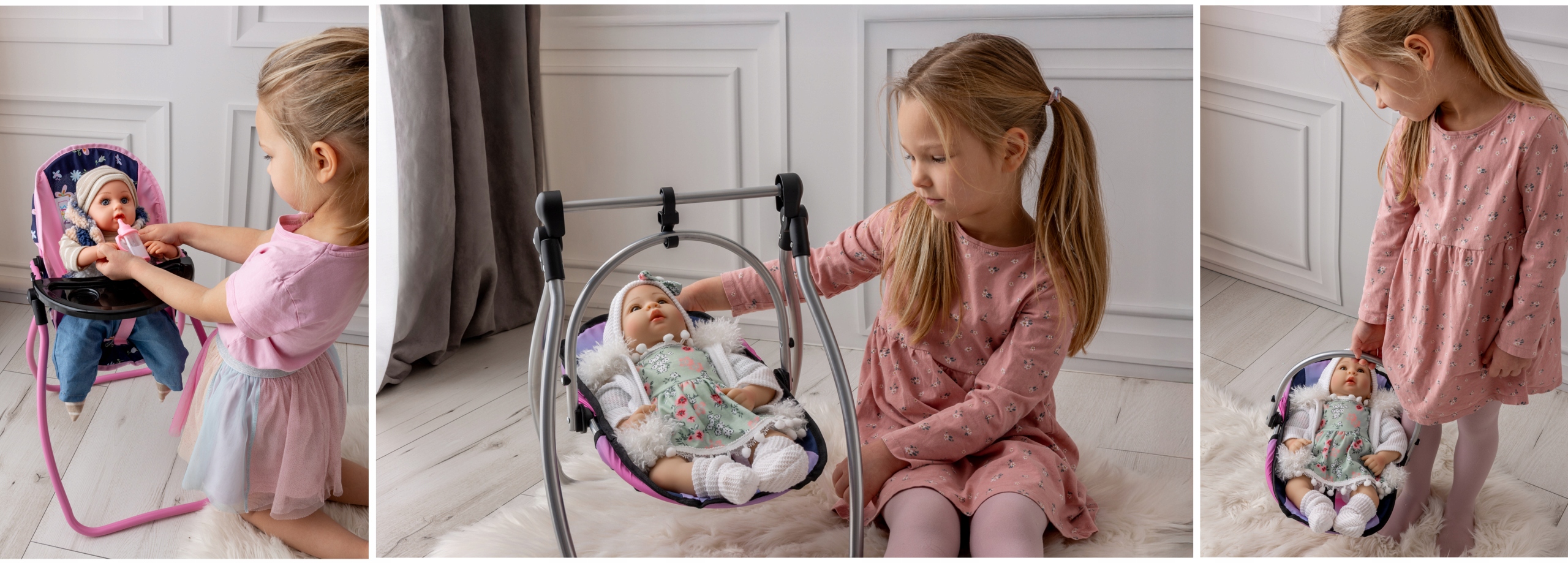 Wózek dla lalek 3w1 ŁÓŻECZKO KRZESEŁKO POŚCIEL TORBA PRZEWIJAK ZESTAW XXL Szerokość produktu 36 cm