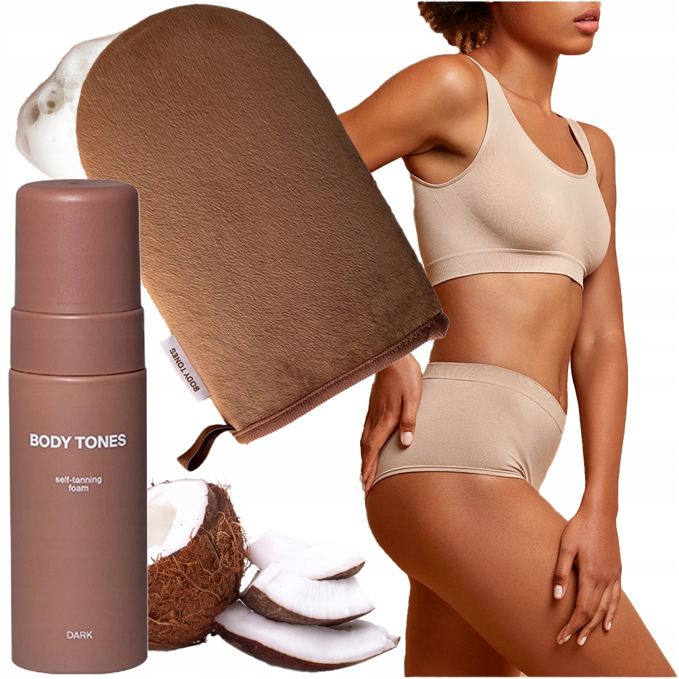 Zestaw Balsam SAMOOPALACZ ciała body tones RĘKAWICA aplikacji samoopalacza
