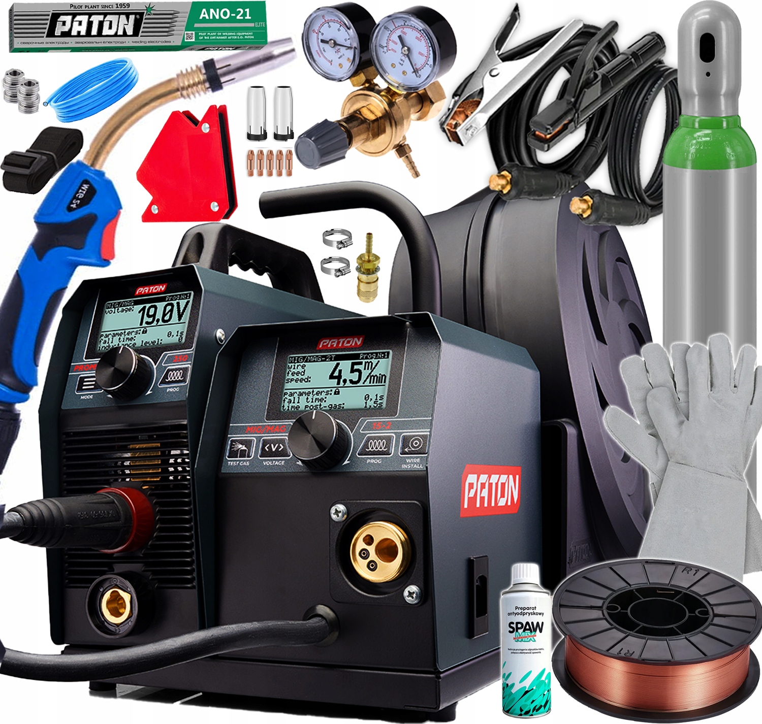 Spawarka Migomat 250A 4R Paton Promig Mma Tig Mig Mag Puls Akcesoria 230V