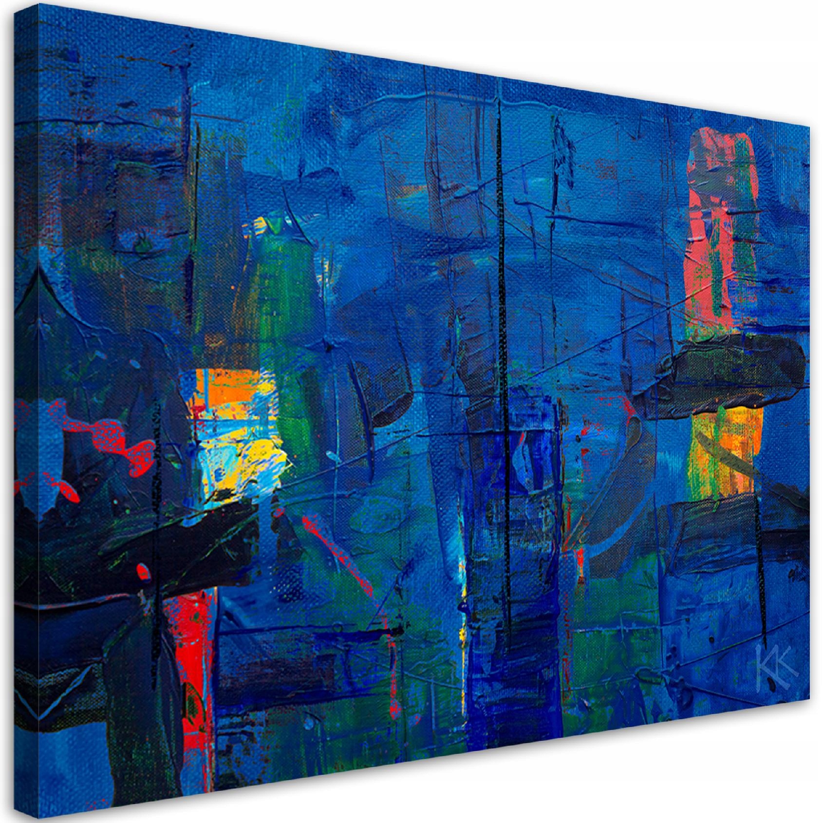 Obraz na plátne, Modrá ručne maľovaná abstrakcia 120x80