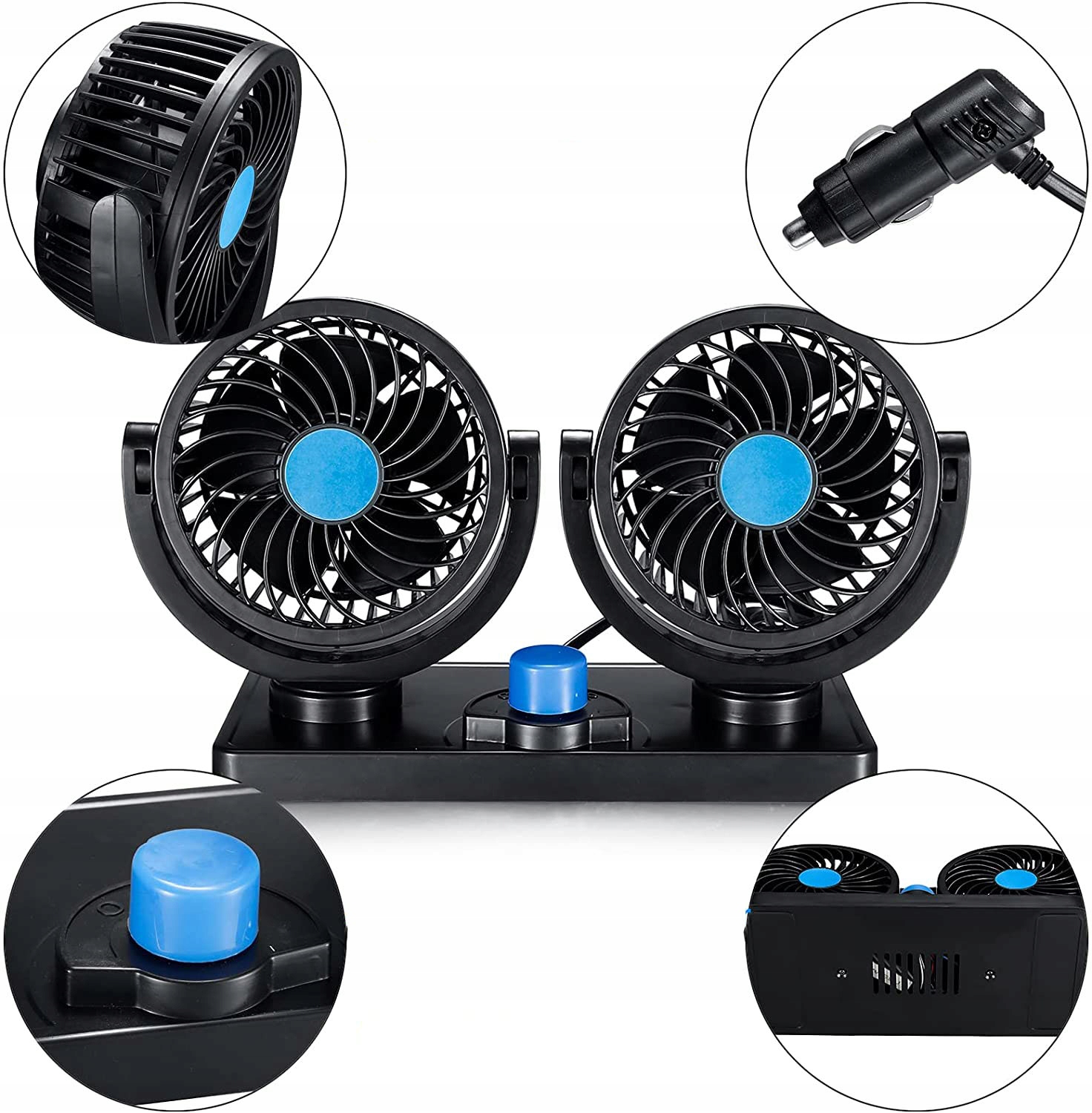 MOCNY WIATRAK WENTYLATOR SAMOCHODOWY 12V- PODWÓJNY Kod producenta 12345623f