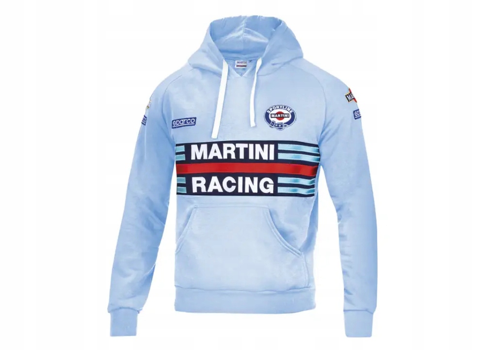 Sparco mikina s kapucí Martini Racing, barva světle modrá, velikost M