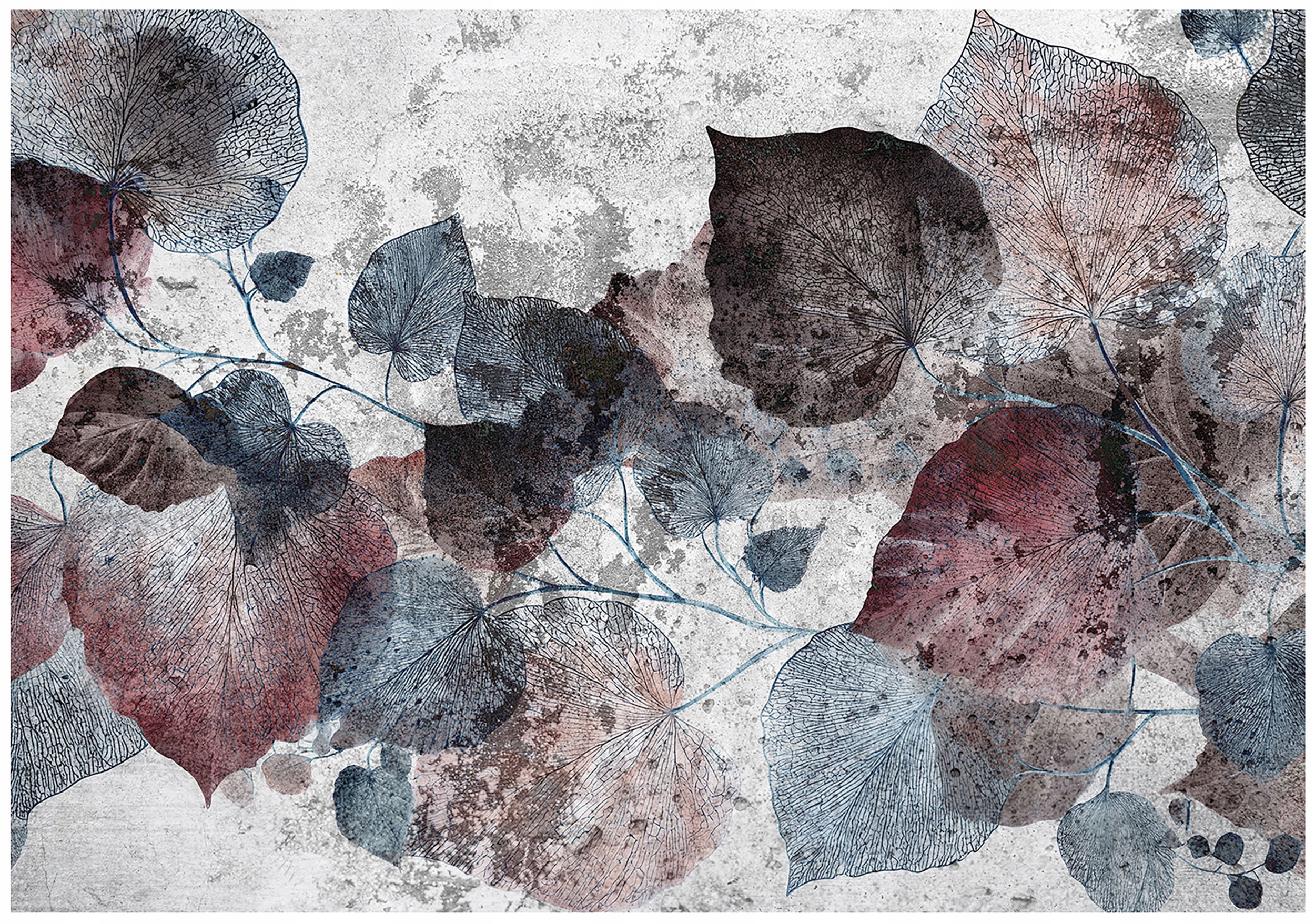 Fototapeta Listy Beton Abstrakce Šedá Vínová Modrá Boho 400x280