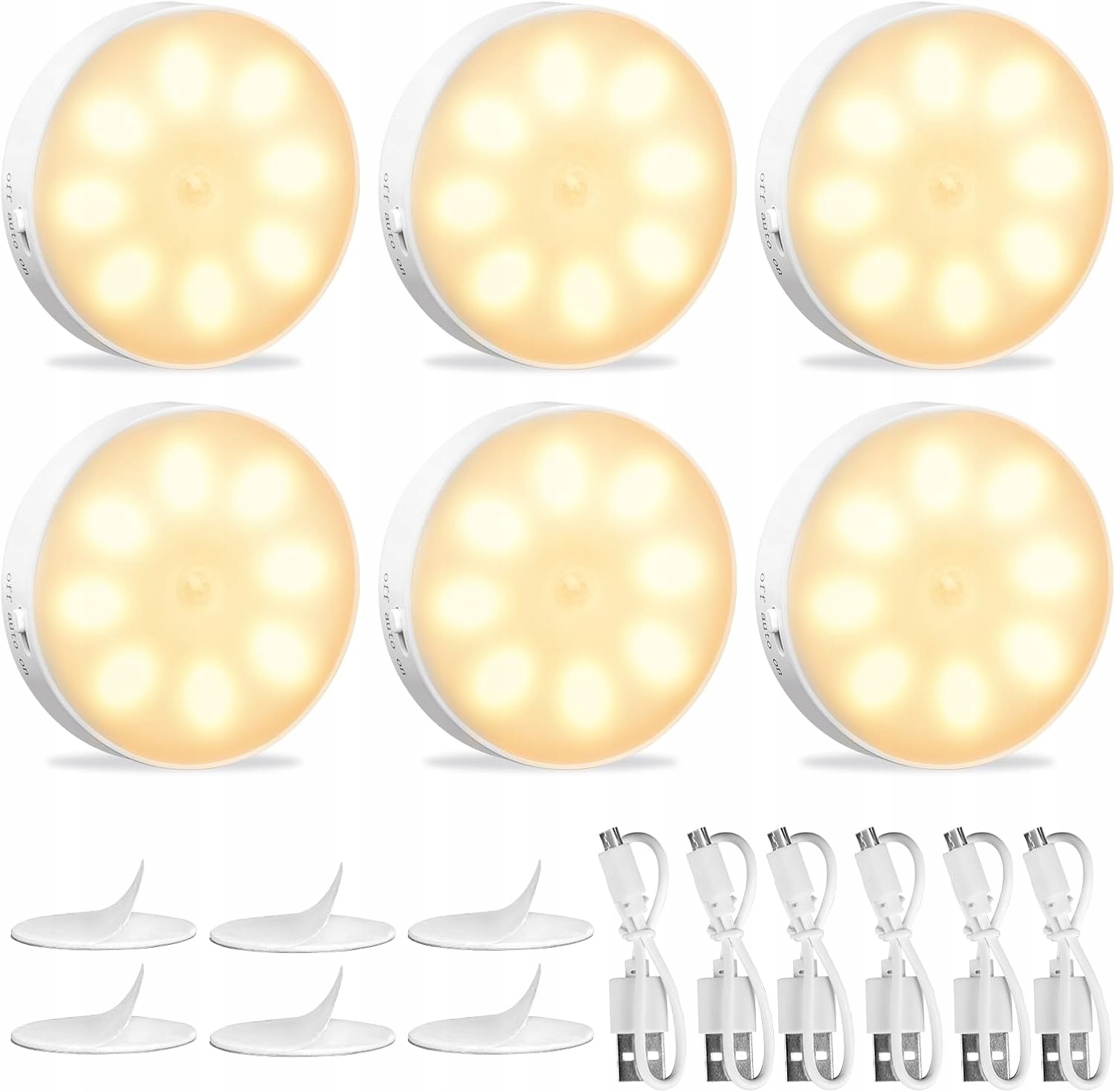 6 Ks Bezdrátová Noční Lampa Schodišťová Led Senzor Pohybu Na Baterie 3000K