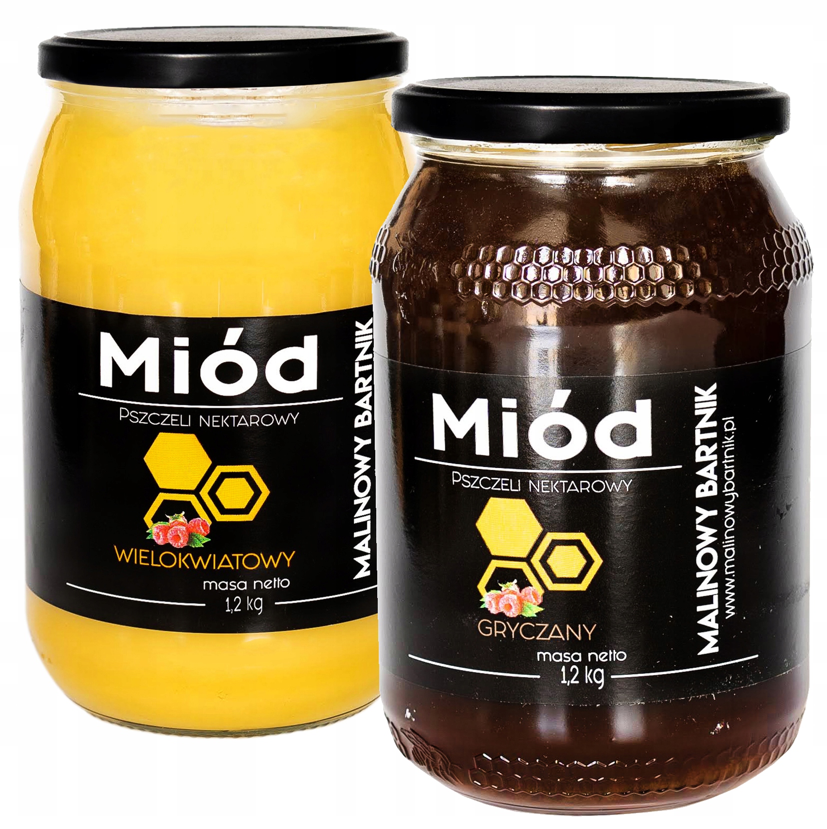 Zestaw Miodów Wielokwiatowy 1,2 Kg Gryczany 1.2KG Naturalne Polskie Miody