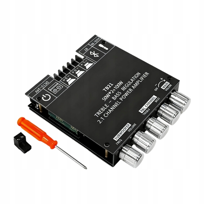 Wzmacniacz audio 2x50W +100W 2.1 Bluetooth 5.0