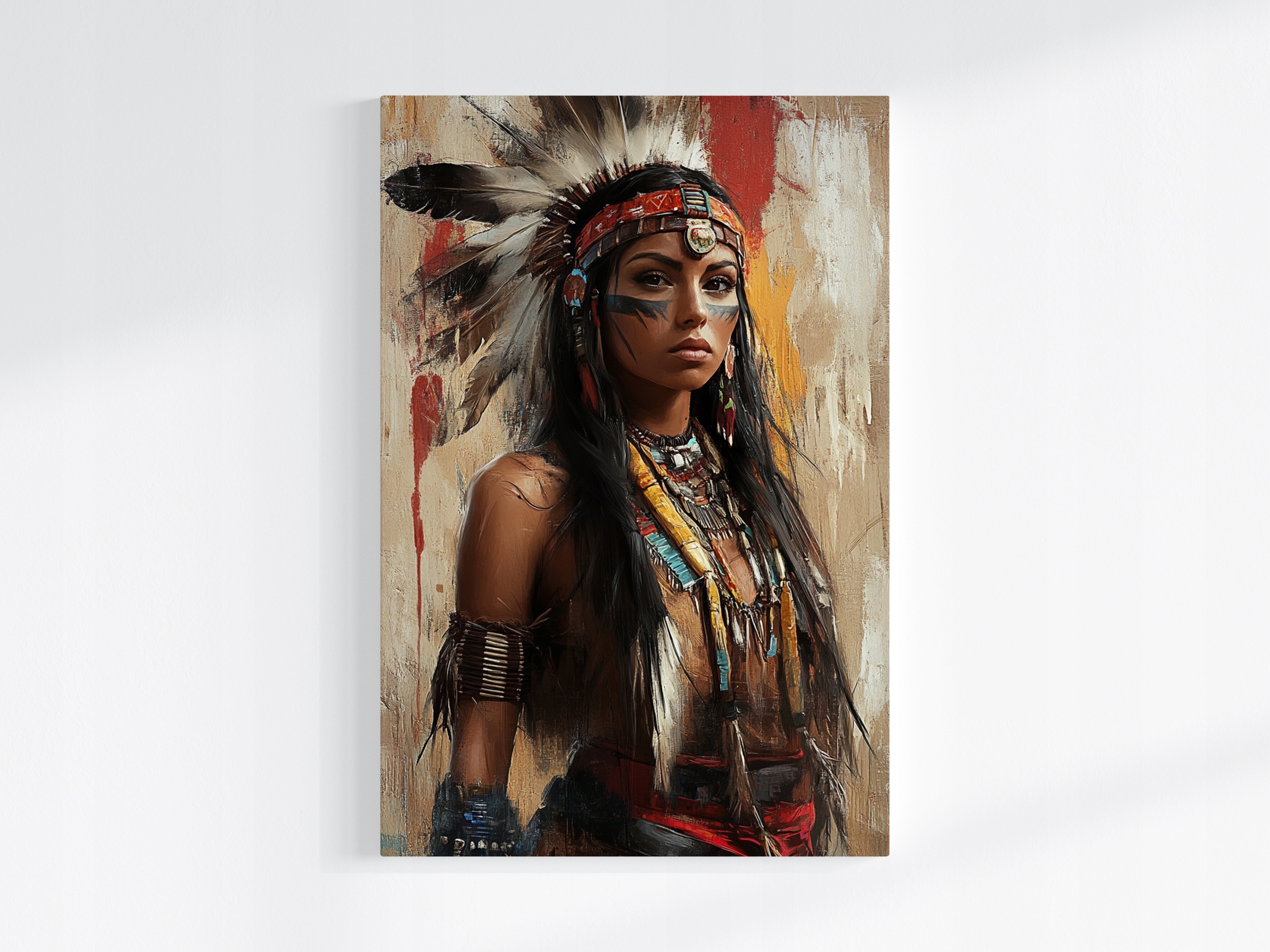 Obraz Na Plátně Canvas Portrét Žena Indianka Tribal Boho Etno 80x120