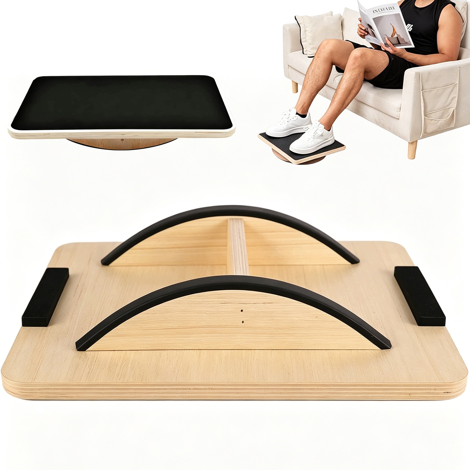 Deska Równoważna Czarna 30X40X9CM Trening Core Fitness Drewniana