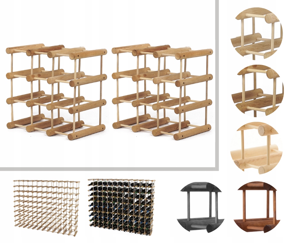 Regál na víno dubový stojan na víno Modulární regál na alkohol 18+3 bot Dub