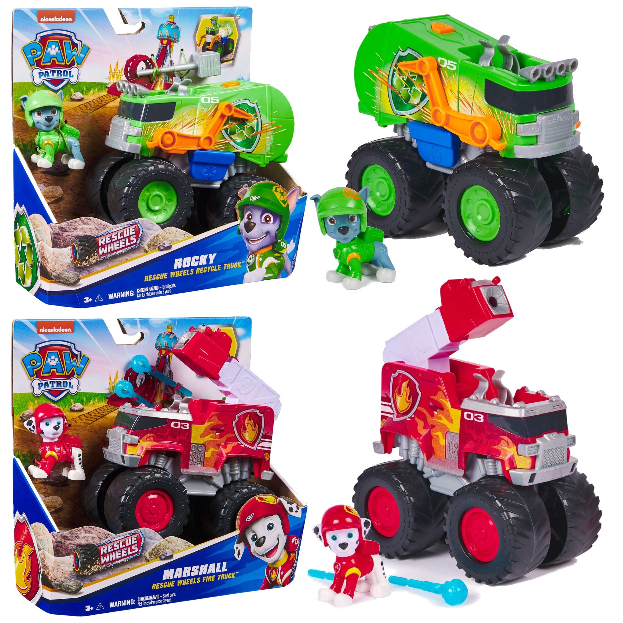 Psi Patrol Pojazdy Terenowe Marshalla I Rocky Rescue Wheels Figurki