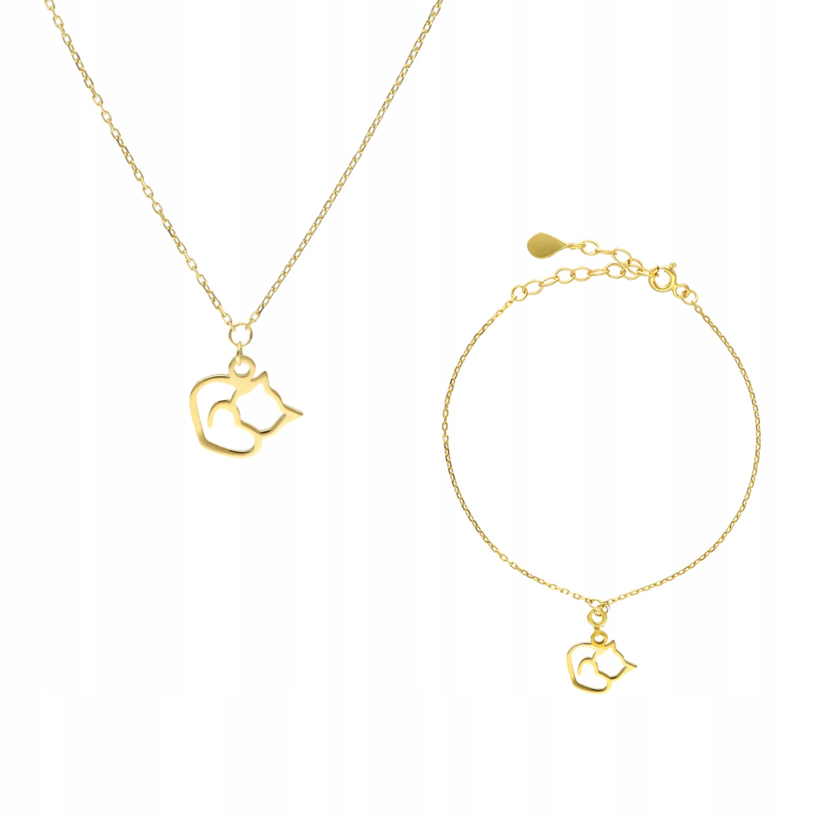 Komplet kočiček stříbro pozlacený