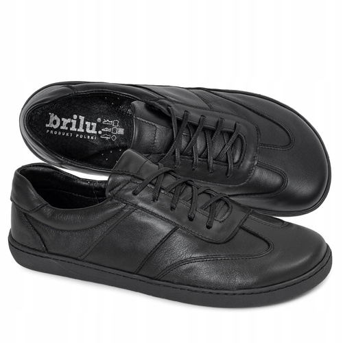 Brilu Polskie Skórzane Minimalistyczne Buty Barefoot Kerry Czarne 44