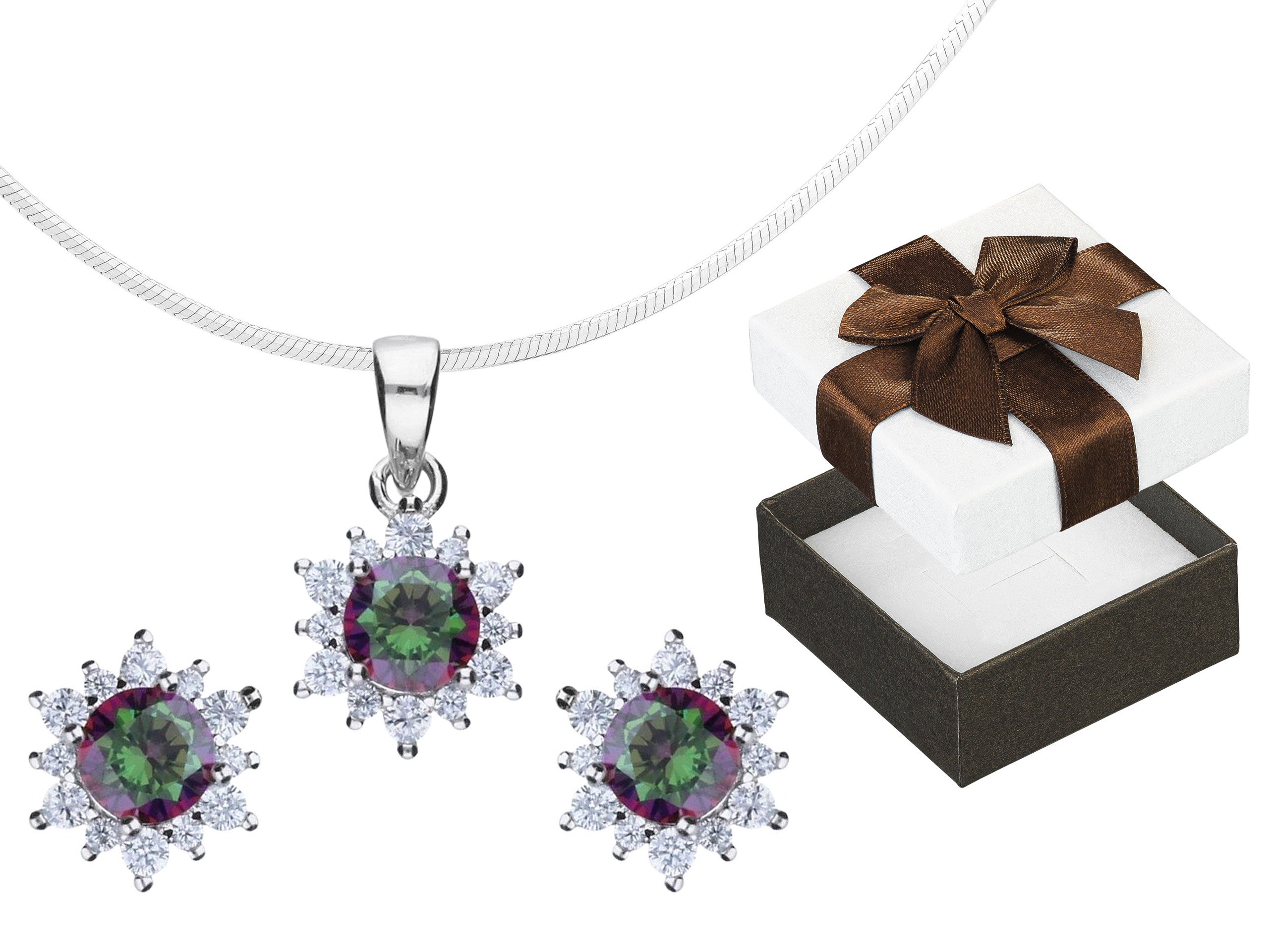 Elegantní komplet stříbrných šperků s zirkony Dámský set Zirkon