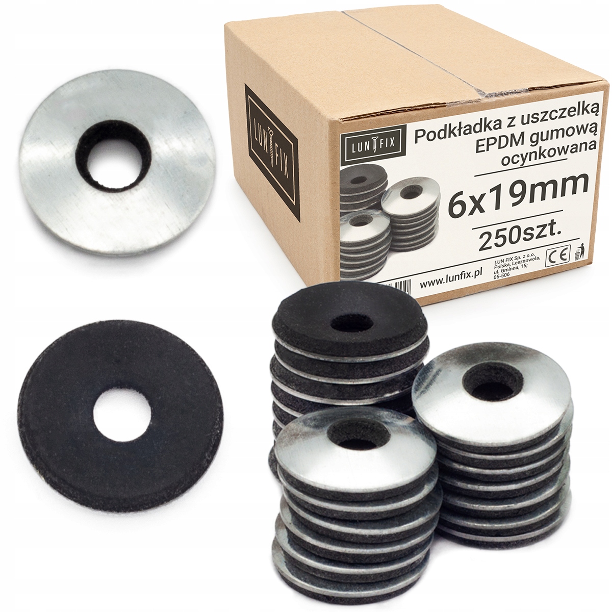 

Podkładka Z Uszczelką Epdm Gumową 6 x 19 mm 250szt