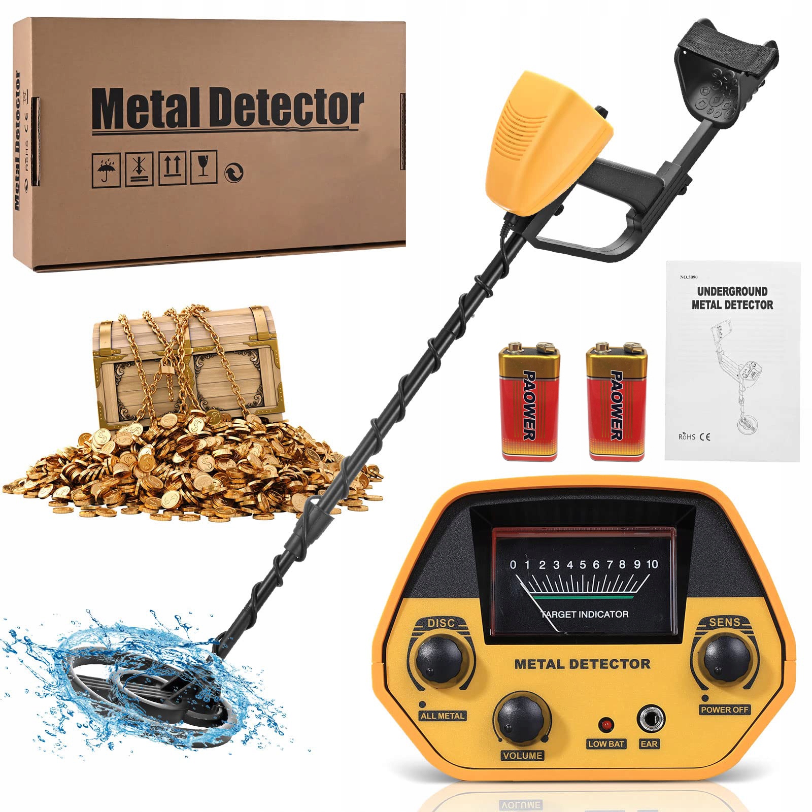 Podzemní Detektor Kovů MD5090 +sluchátka+lopata+baterie