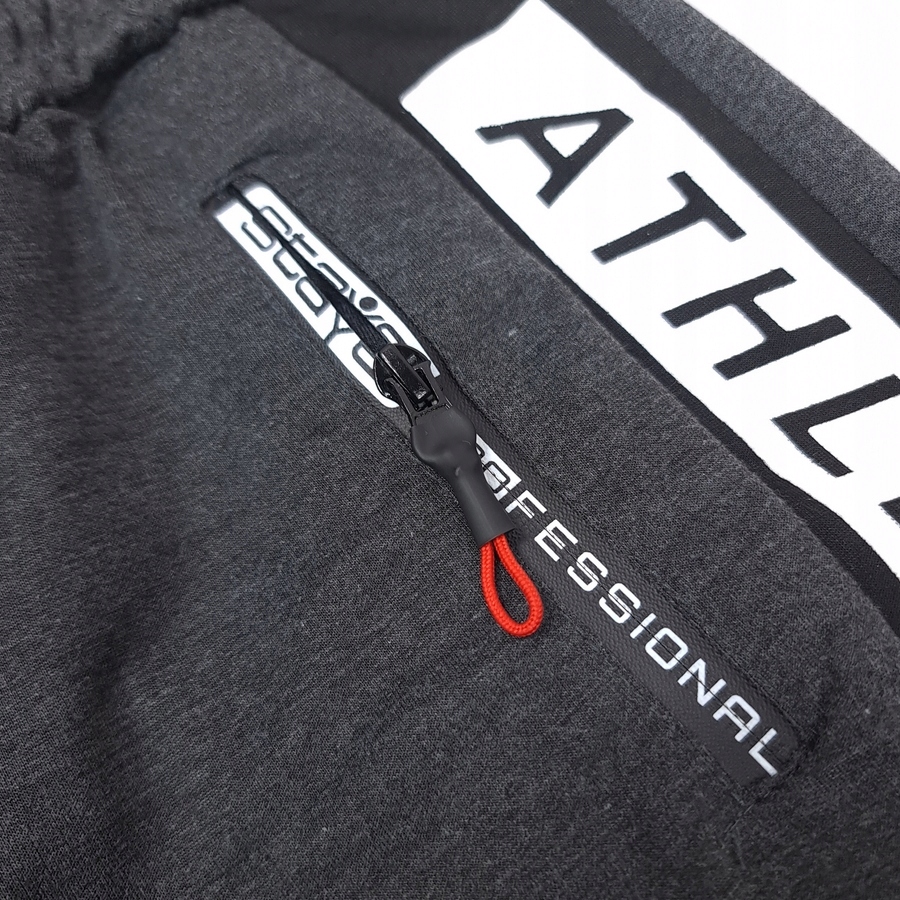 SPODNIE DRESOWE MĘSKIE DRESY modne JOGGERY kieszenie zamek bawełna, XL/XXL Kolor szary