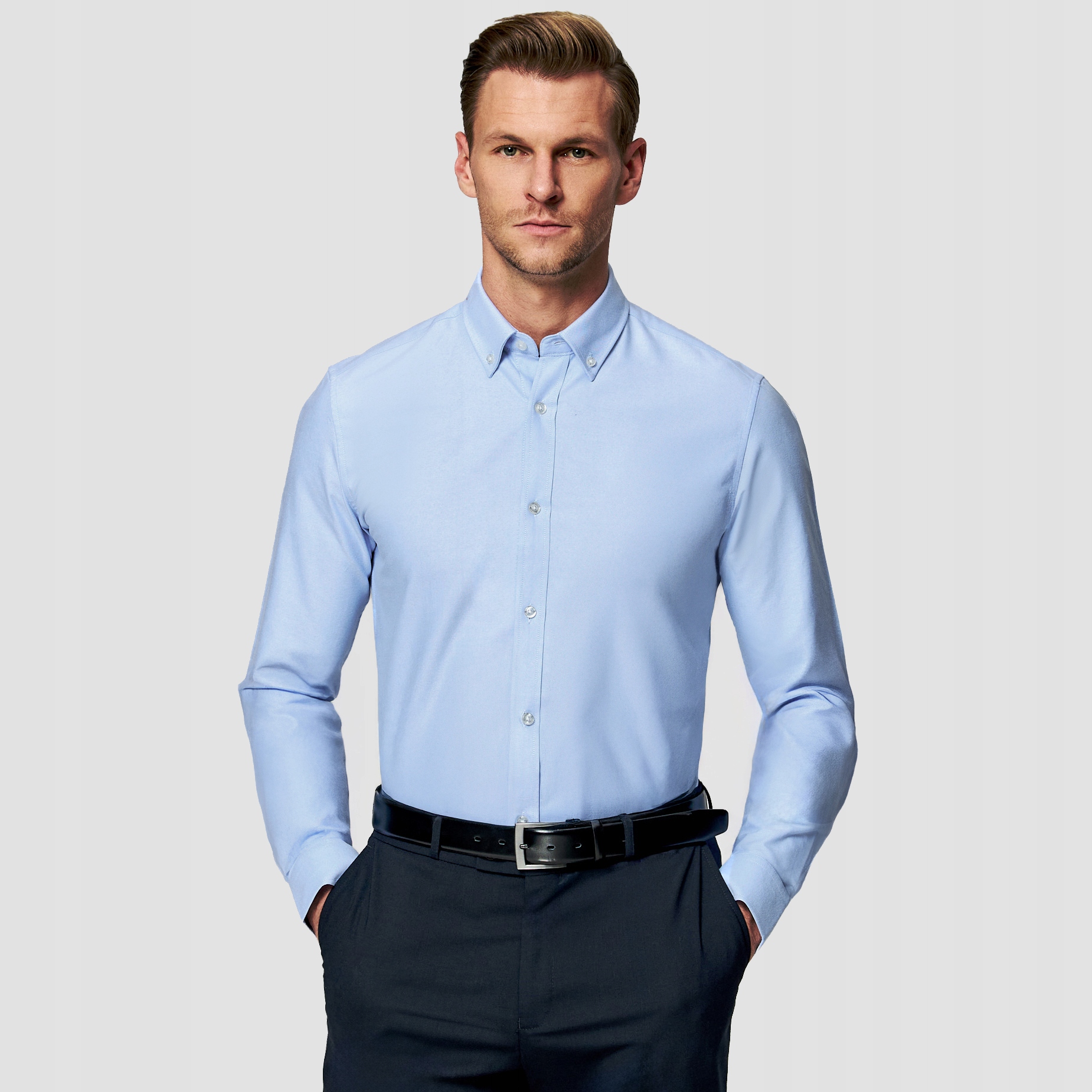 Modrá elegantní pánská košile Slim Fit s dlouhým rukávem Pako Lorente vel