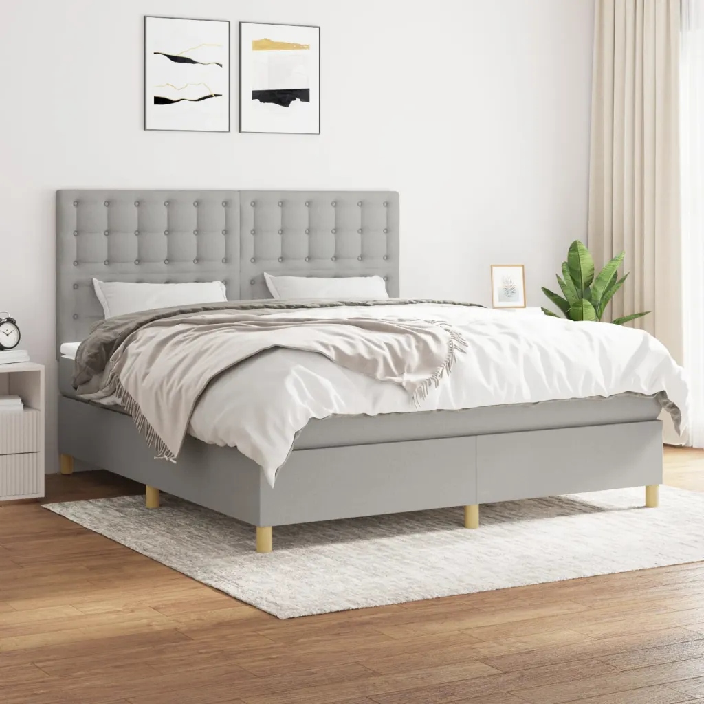 Box spring postel s matrací světle šedá 160 x 200 cm textil Šedá 3142665