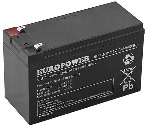 Akumulator Agm Europower serii Ep 12V 7,2Ah (Żywot