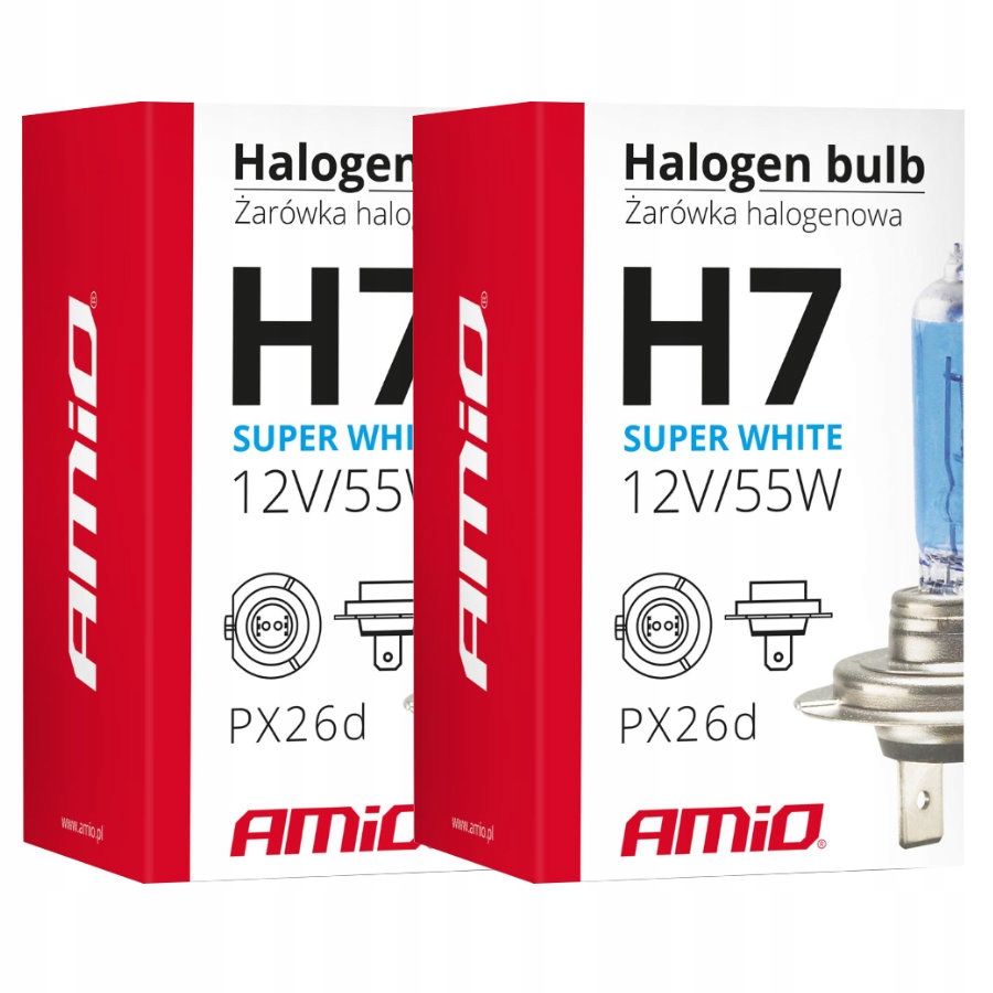 Białe żarówki H7 AMiO White Xenon Efekt